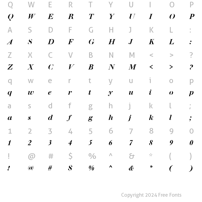 Character Map of WalbaumBucTMed Italic