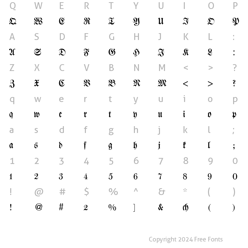 Character Map of WalbaumFraktur DB Regular