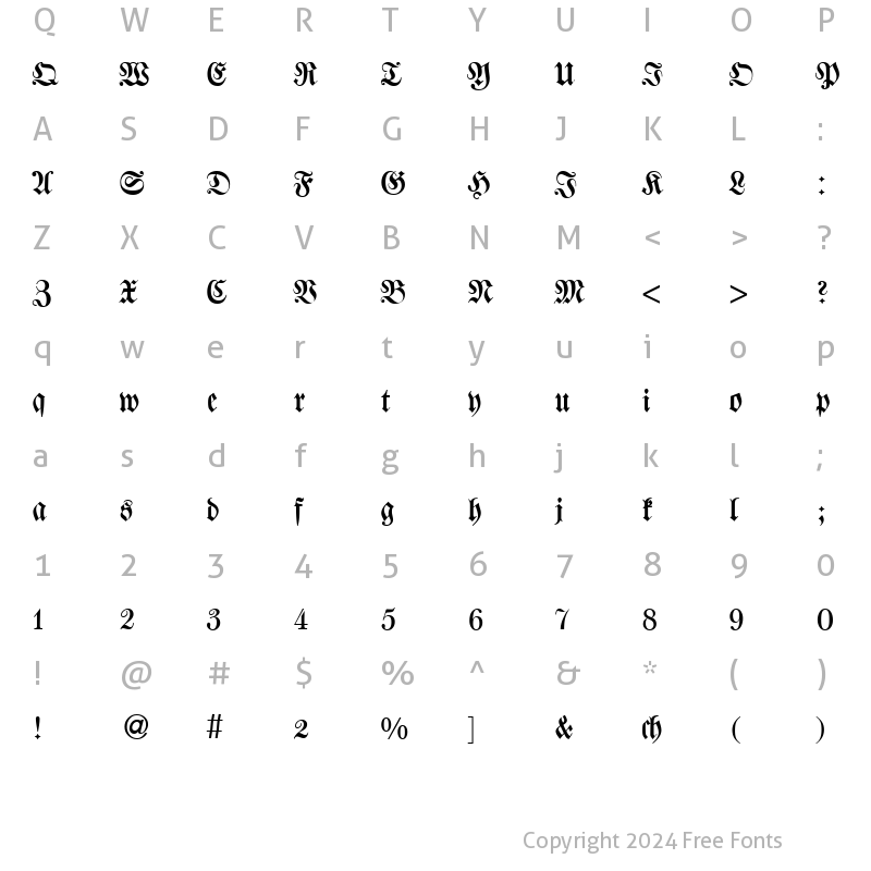 Character Map of WalbaumFraktur Regular