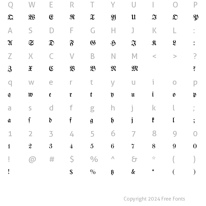 Character Map of WalbaumFrakturEF Regular