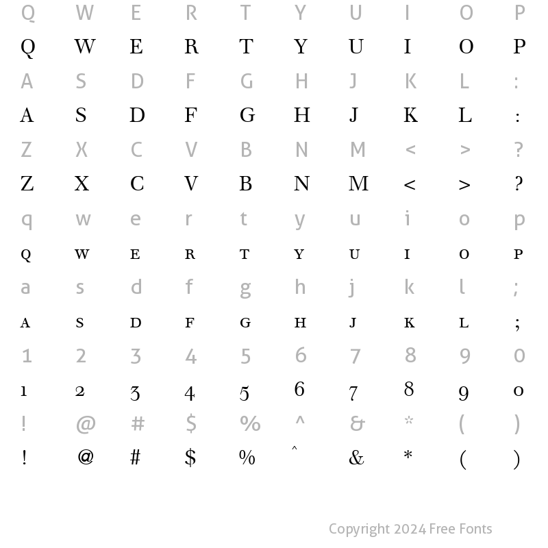 Character Map of WalbaumOriginalSmc Regular