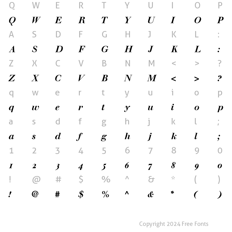 Character Map of WalbaumOSSSK BoldItalic