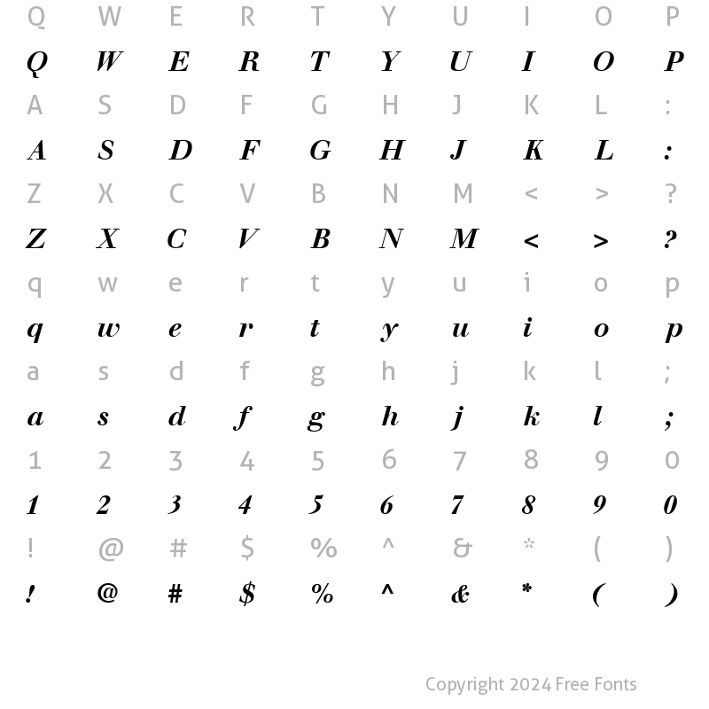 Character Map of WalbaumSSK BoldItalic