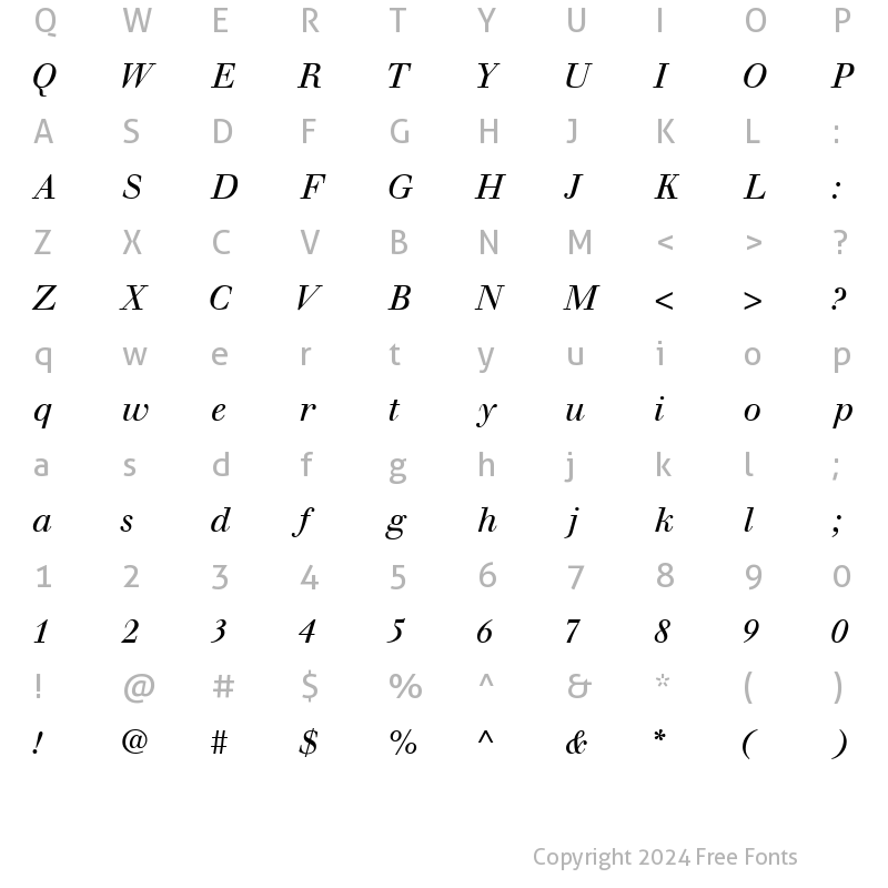 Character Map of WalbaumSSK Italic