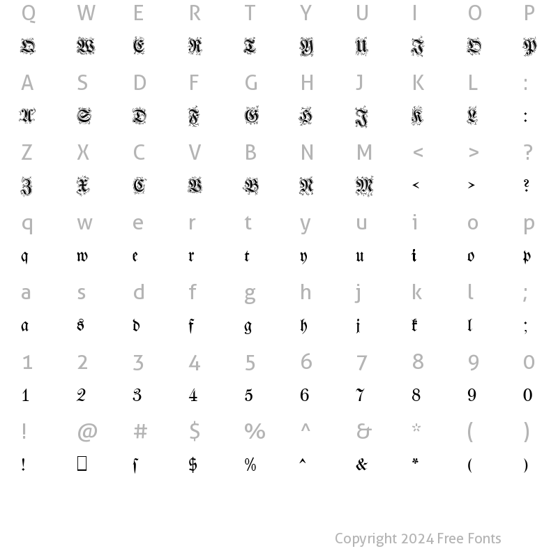 Character Map of Walbot Becker Normal