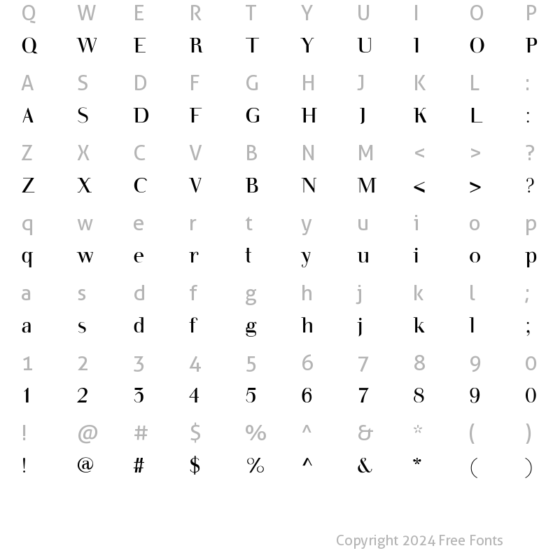 Character Map of Walbottom Regular