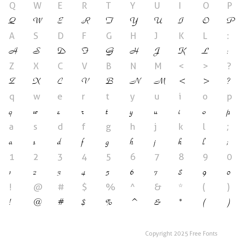 Character Map of Waldorf Script Regular