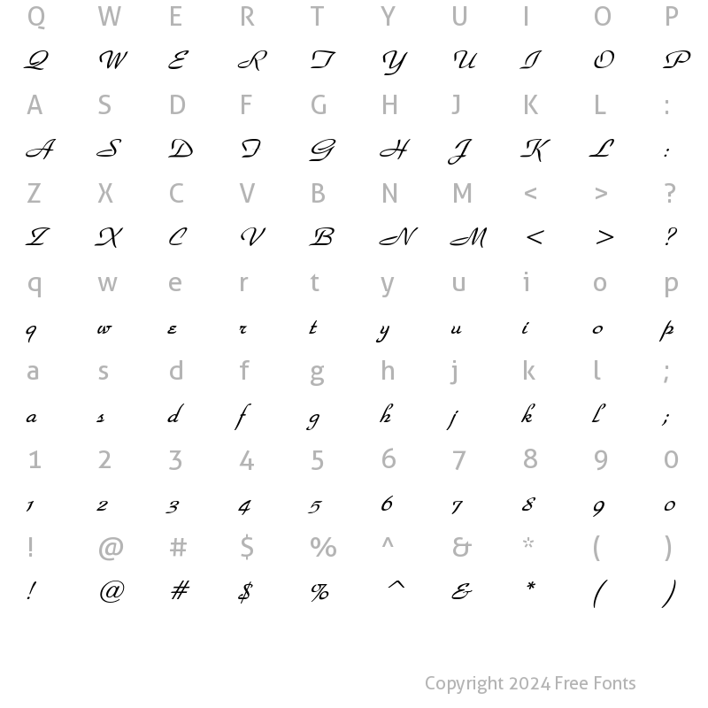 Character Map of WaldorfScript BoldItalic