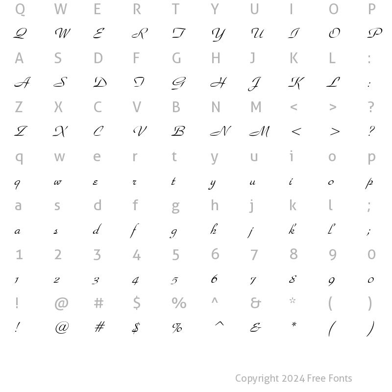 Character Map of WaldorfScript Italic