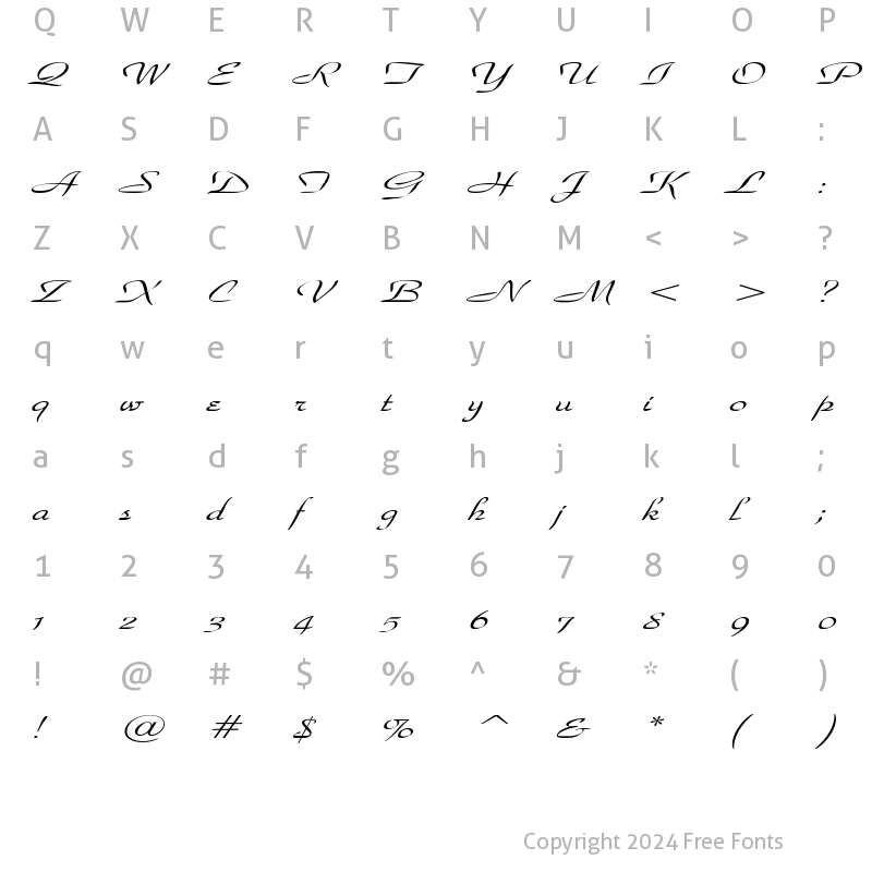 Character Map of WaldorfScriptExtended Italic