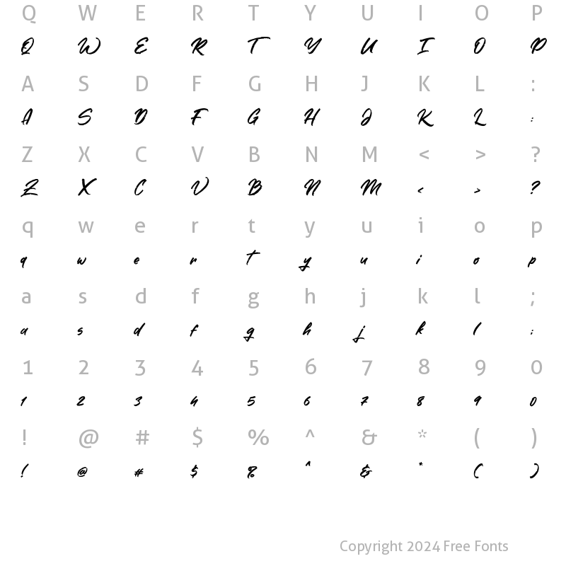 Character Map of Walknot Regular