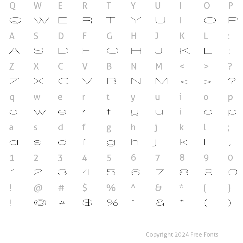 Character Map of Walkway UltraExpand Regular