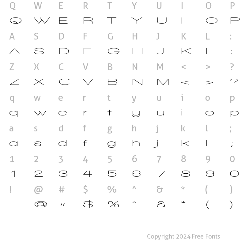 Character Map of Walkway UltraExpand SemiBold Regular