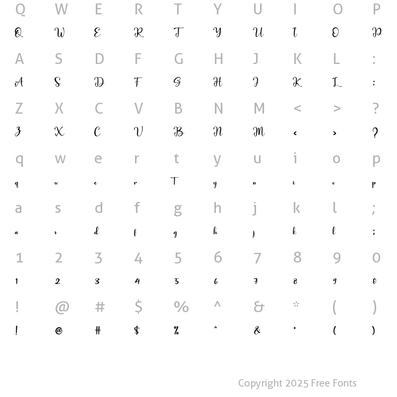 Character Map of Wallace Love Regular