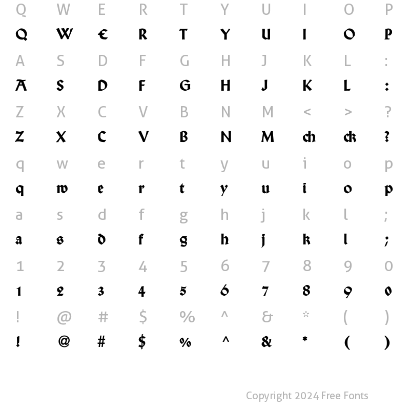 Character Map of Wallau Rundgotisch OsF Heavy