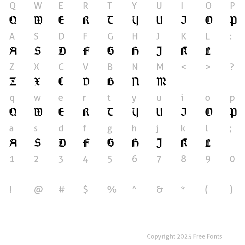Character Map of Wallau Zier Bold
