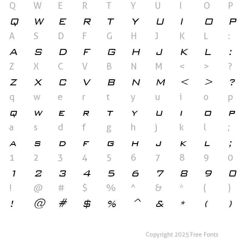 Character Map of WallStreet Italic