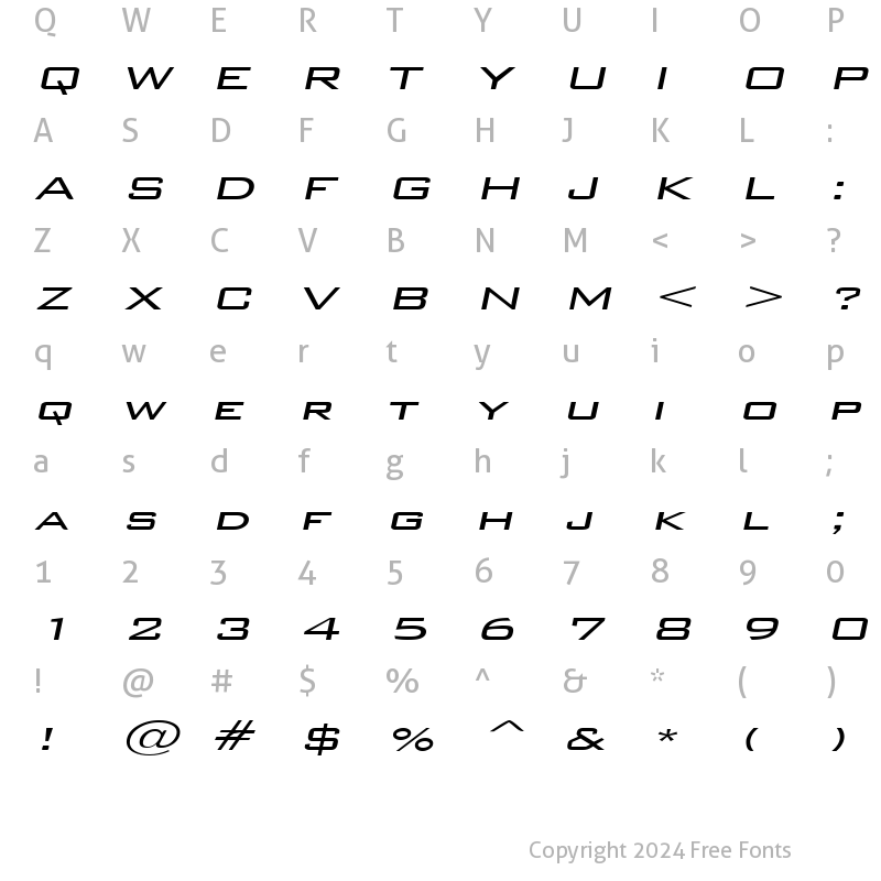 Character Map of WallStreetExtended Italic