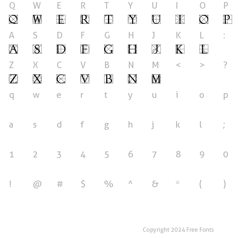 Character Map of Walrod Initials Regular