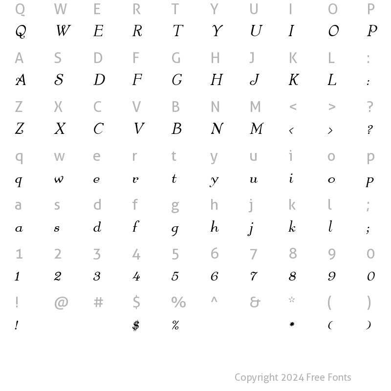 Character Map of Walters BoldItalic