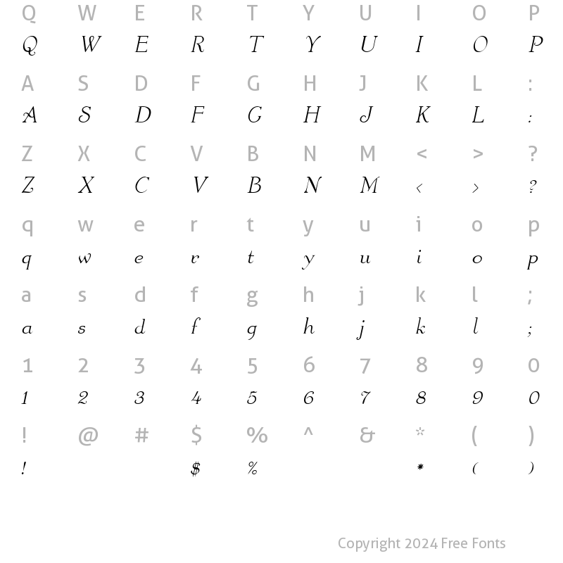 Character Map of Walters Italic