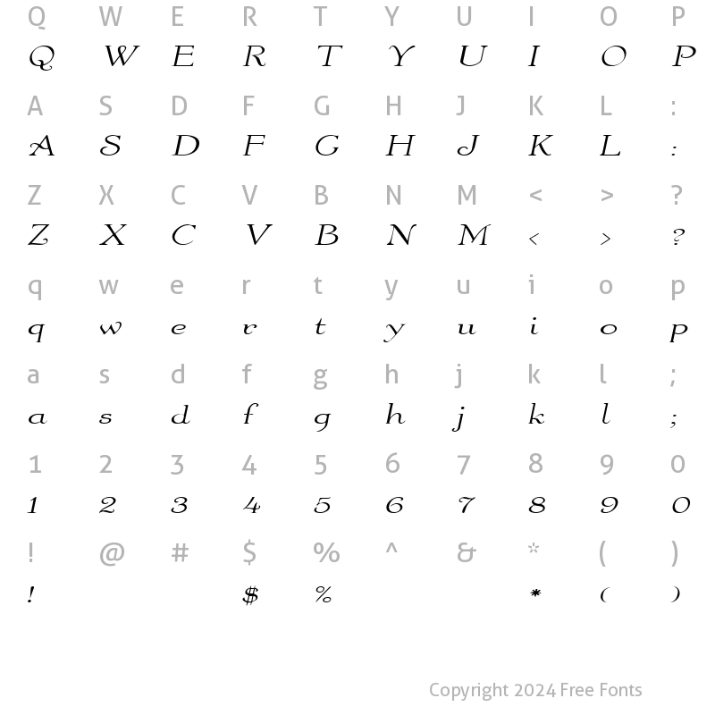 Character Map of WaltersExtended Italic