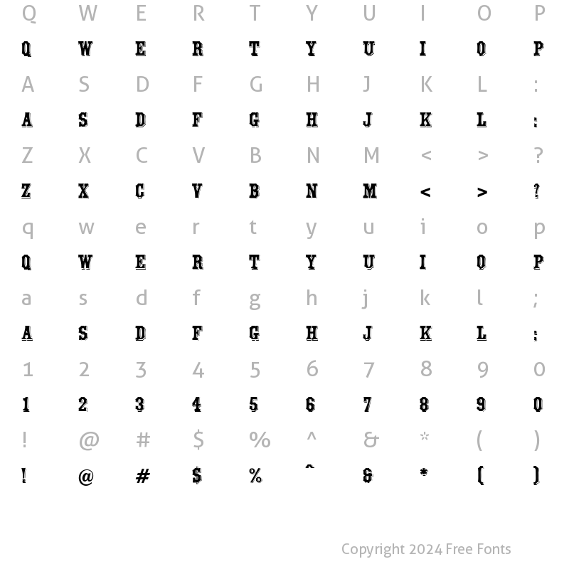 Character Map of Waltham DB Regular