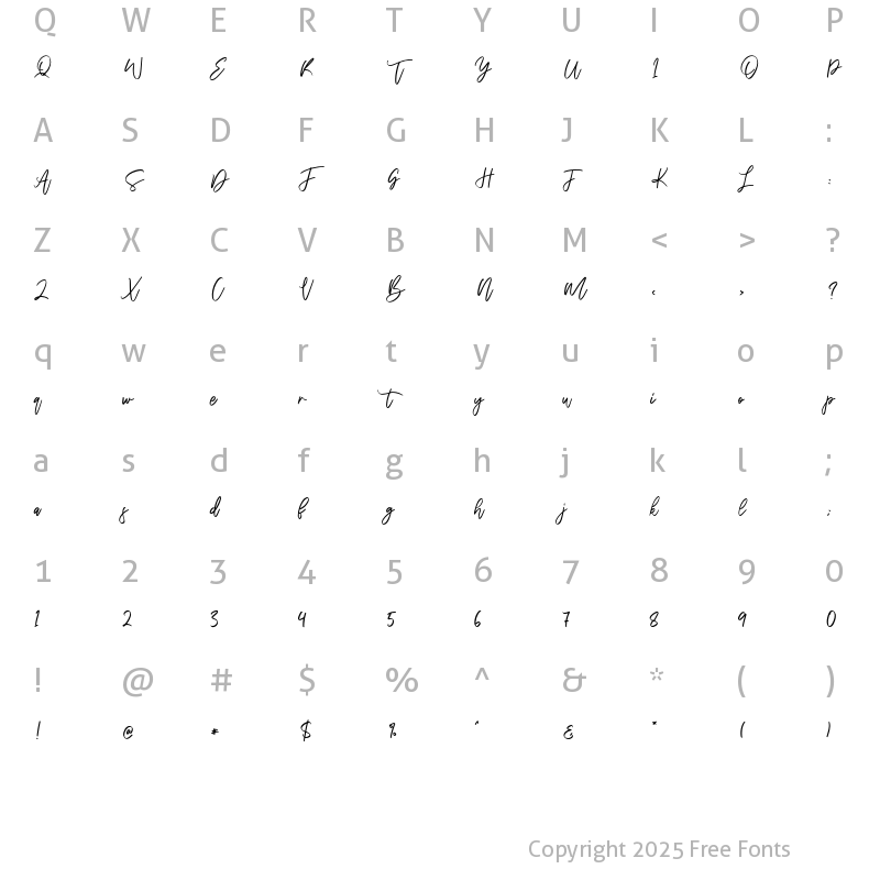 Character Map of Walytime Regular