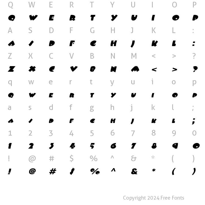 Character Map of Wampum-Extended Italic