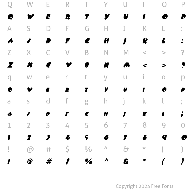 Character Map of Wampum Italic