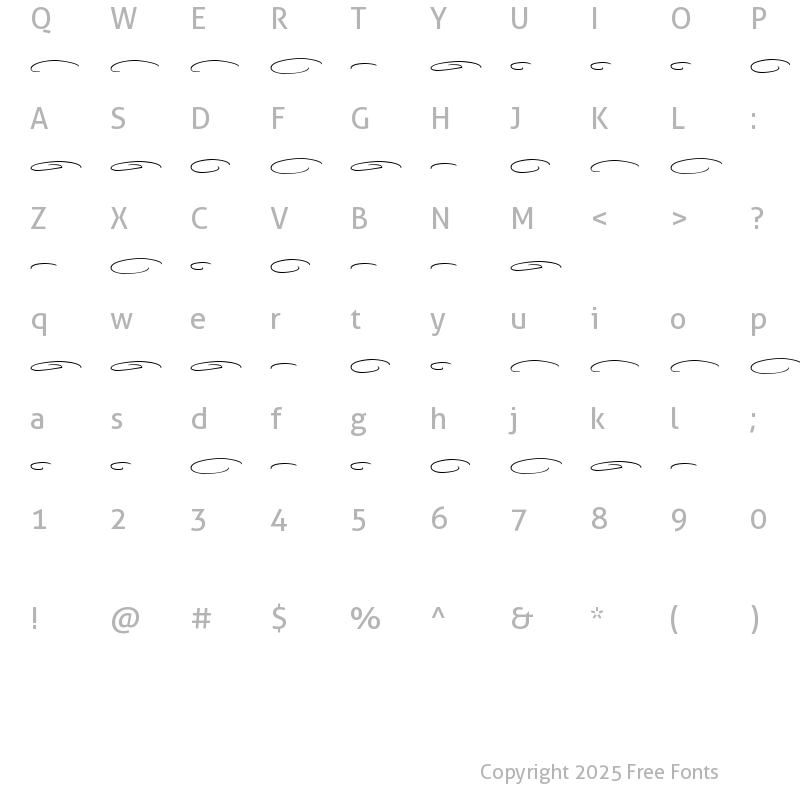 Character Map of Wanchy Swashes