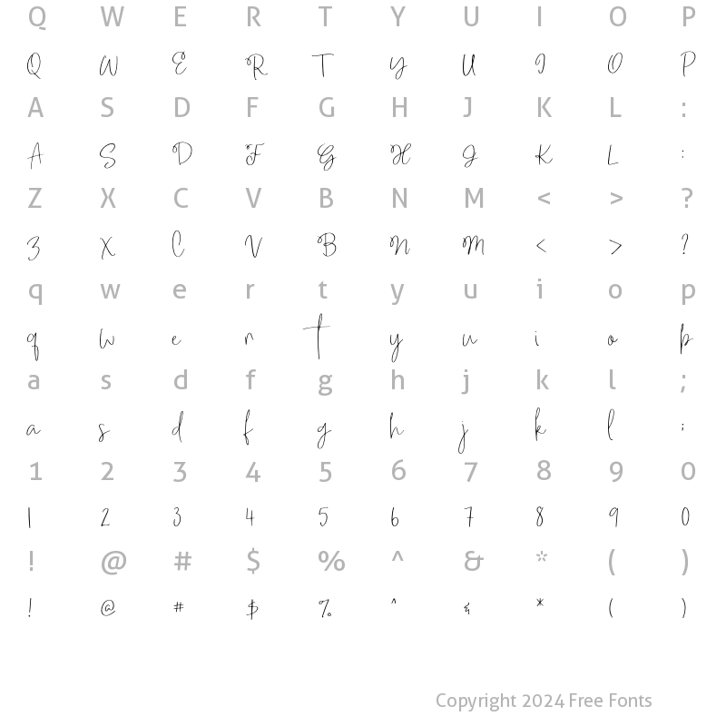 Character Map of Wanderlast Regular