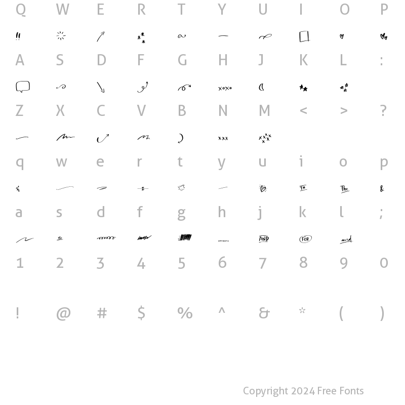 Character Map of WanderlastSymbols Symbols