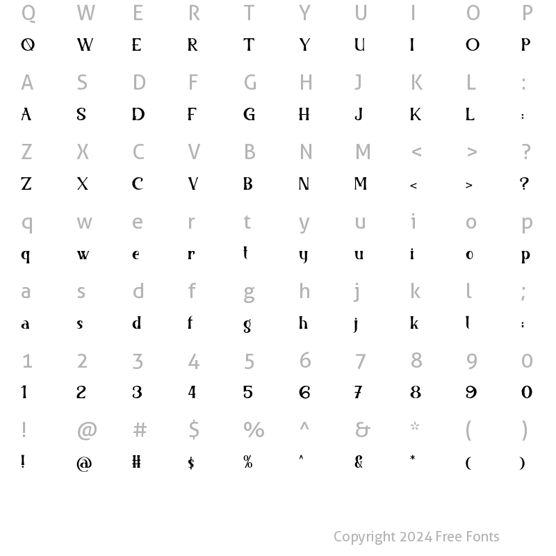 Character Map of Wanderson Regular