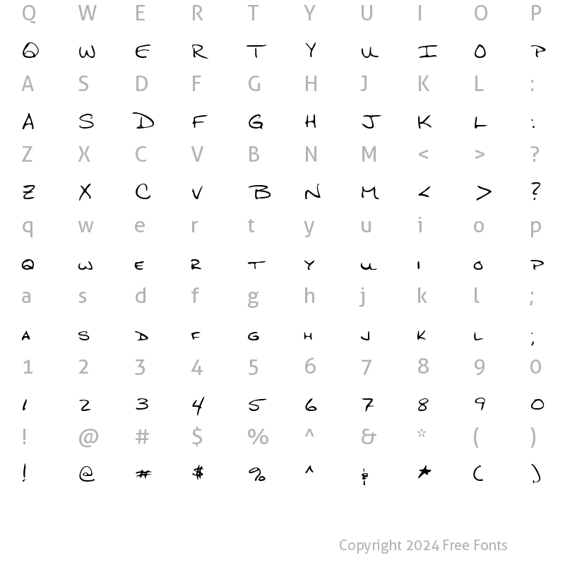 Character Map of WangleysHand Regular