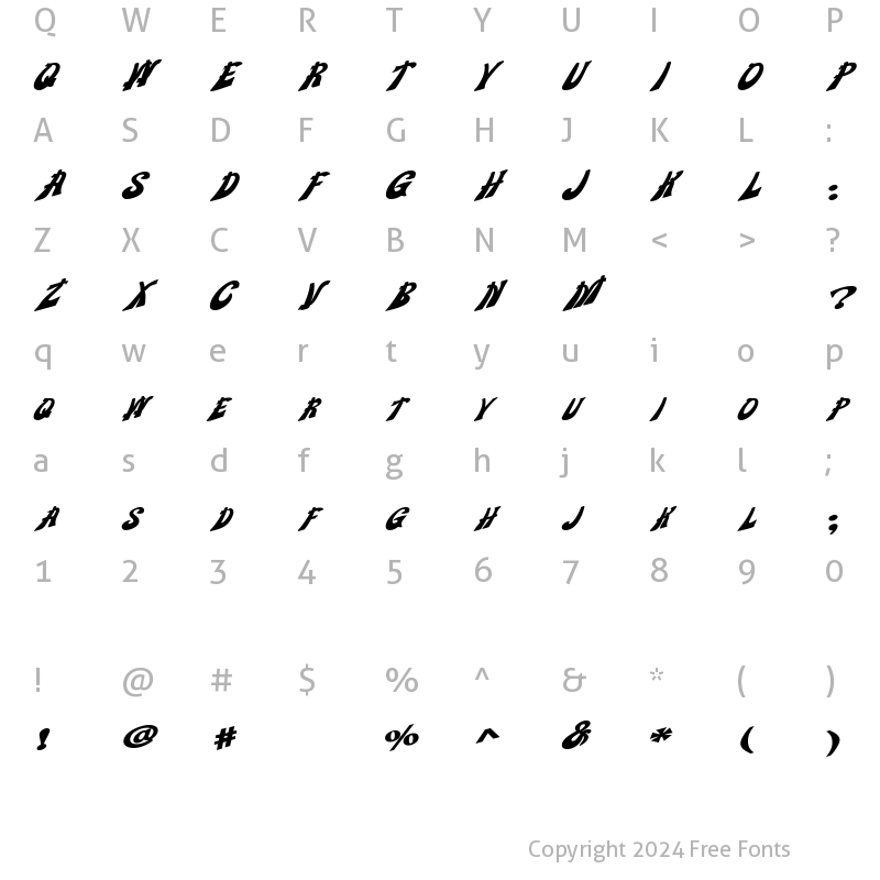 Character Map of WankleDisplayCaps Bold