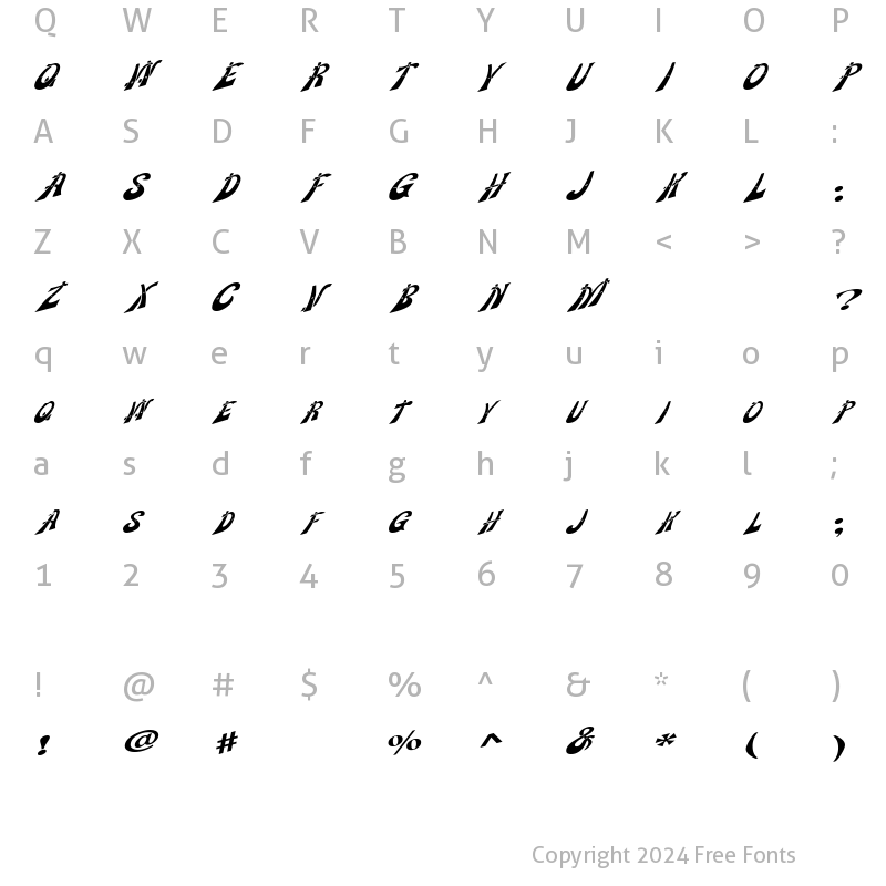 Character Map of WankleDisplayCaps Regular