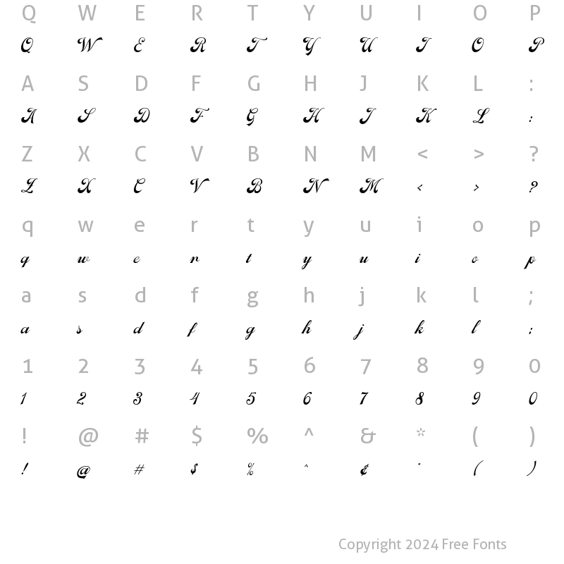 Character Map of Wanlaners Regular