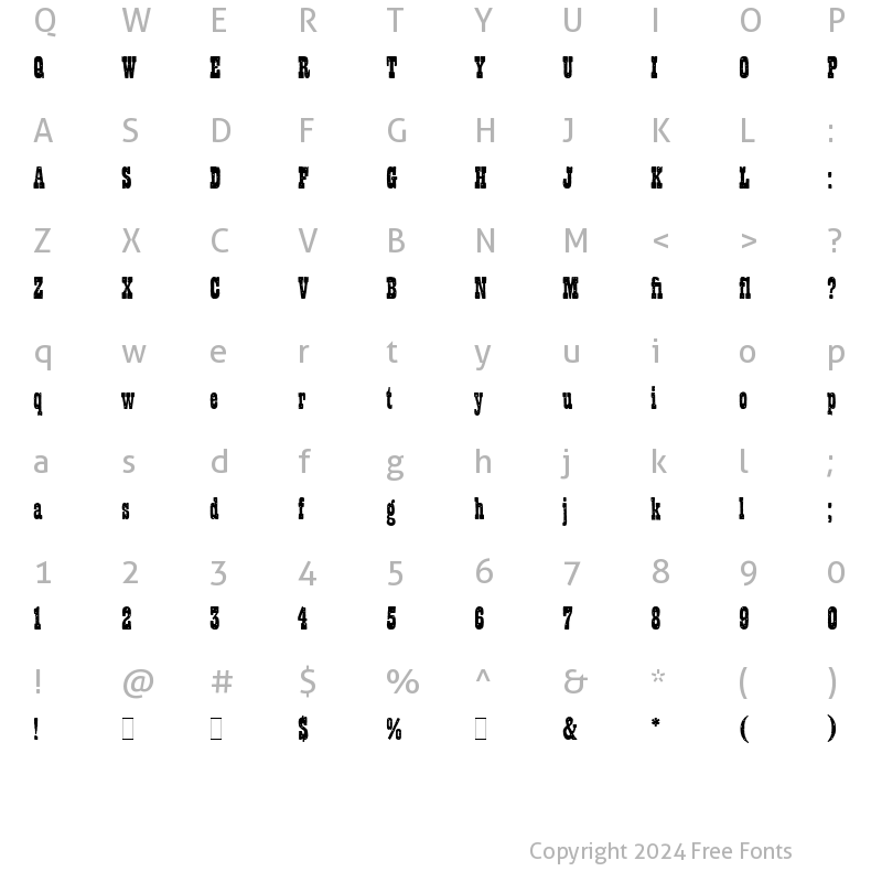 Character Map of Wanted LET Plain