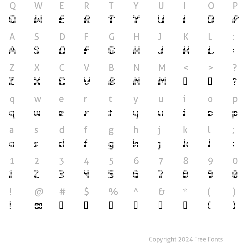 Character Map of Wargames Regular