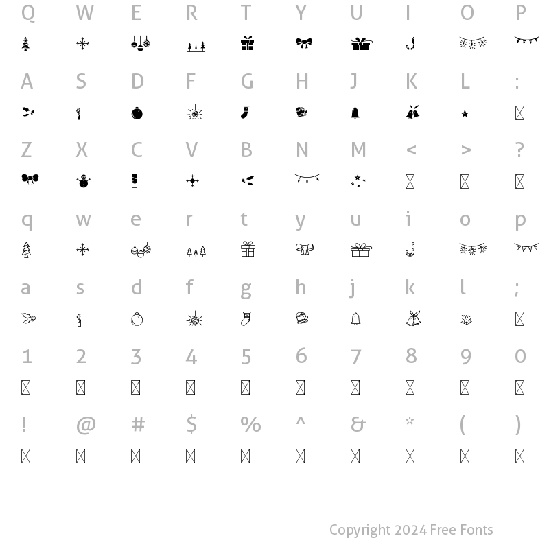 Character Map of Warm Snow Dingbats Regular