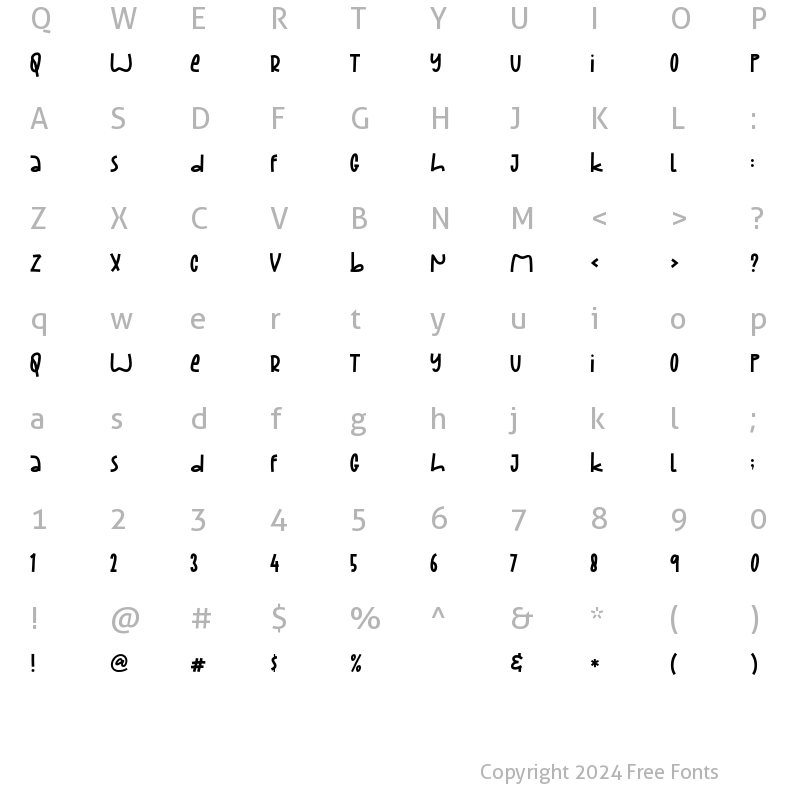 Character Map of Warm Sunlight Regular