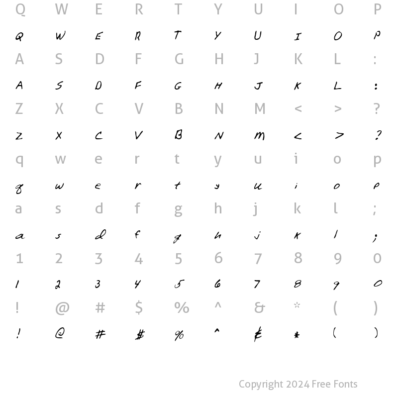 Character Map of Warren Regular