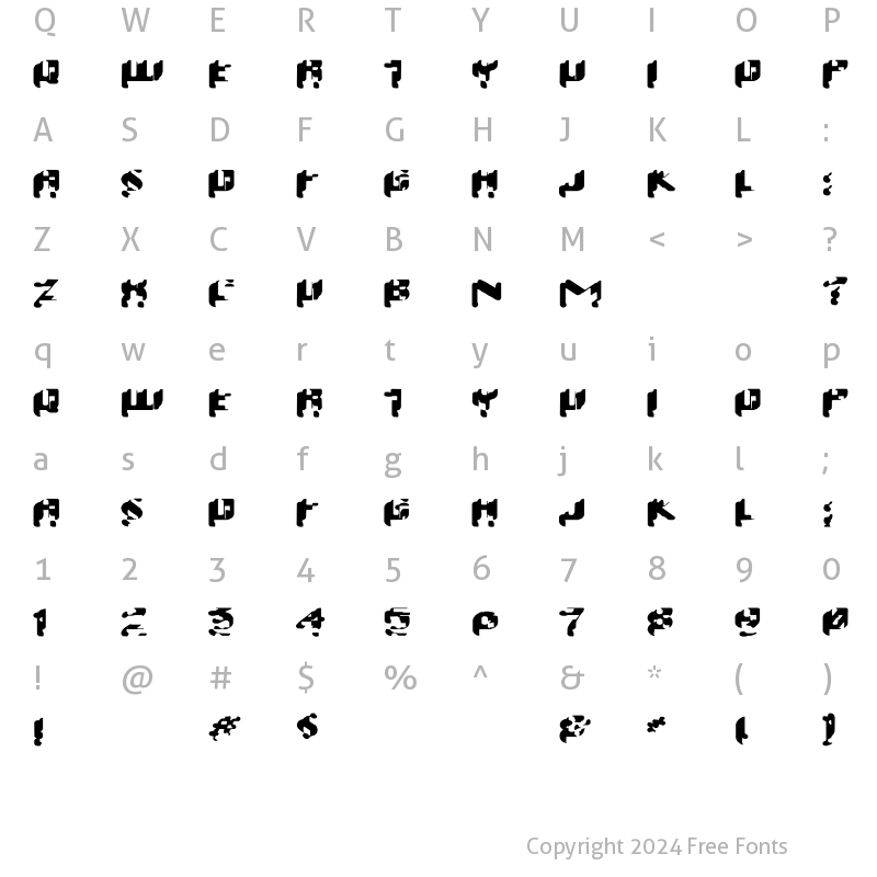 Character Map of Wash 99 Regular