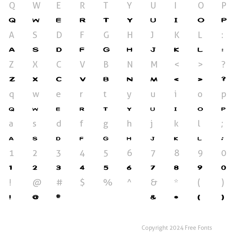 Character Map of Washable (sRB) Regular