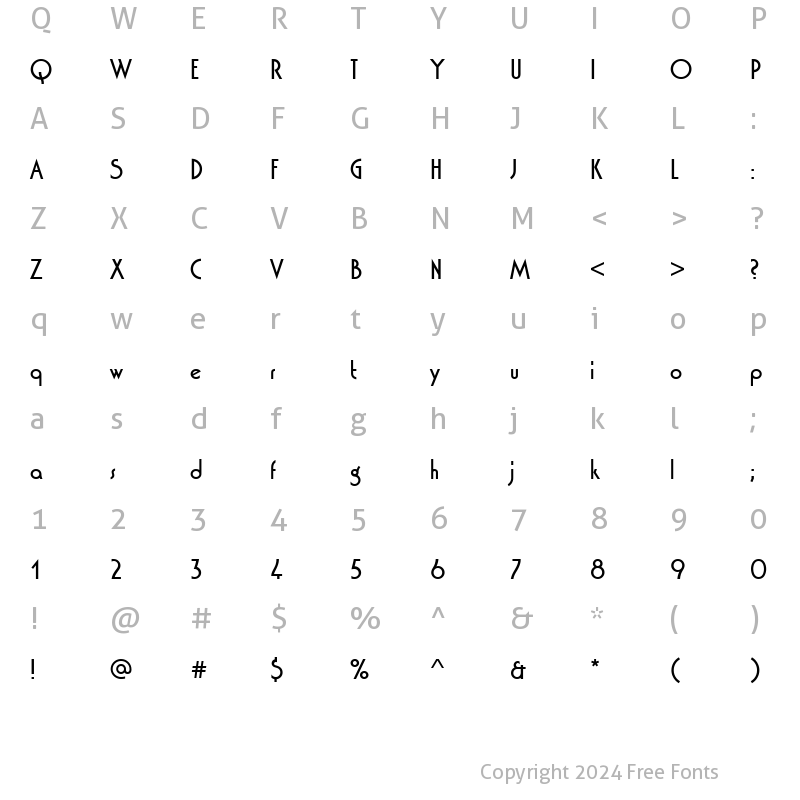 Character Map of Washington Becker Regular