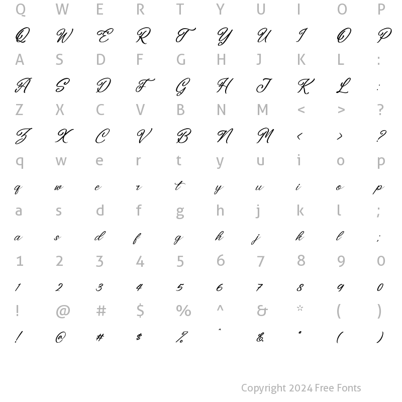 Character Map of Washington Delmonte Italic