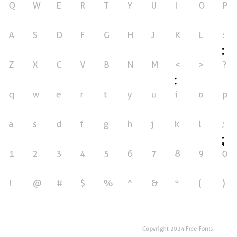 Character Map of Washington Regular