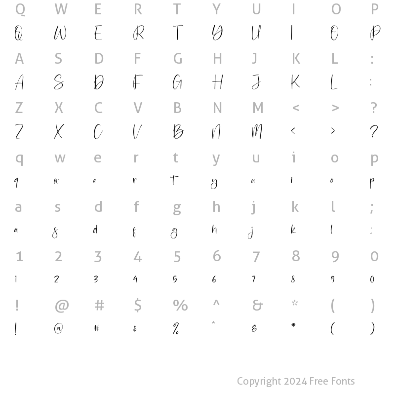 Character Map of Washington Yesterday Regular