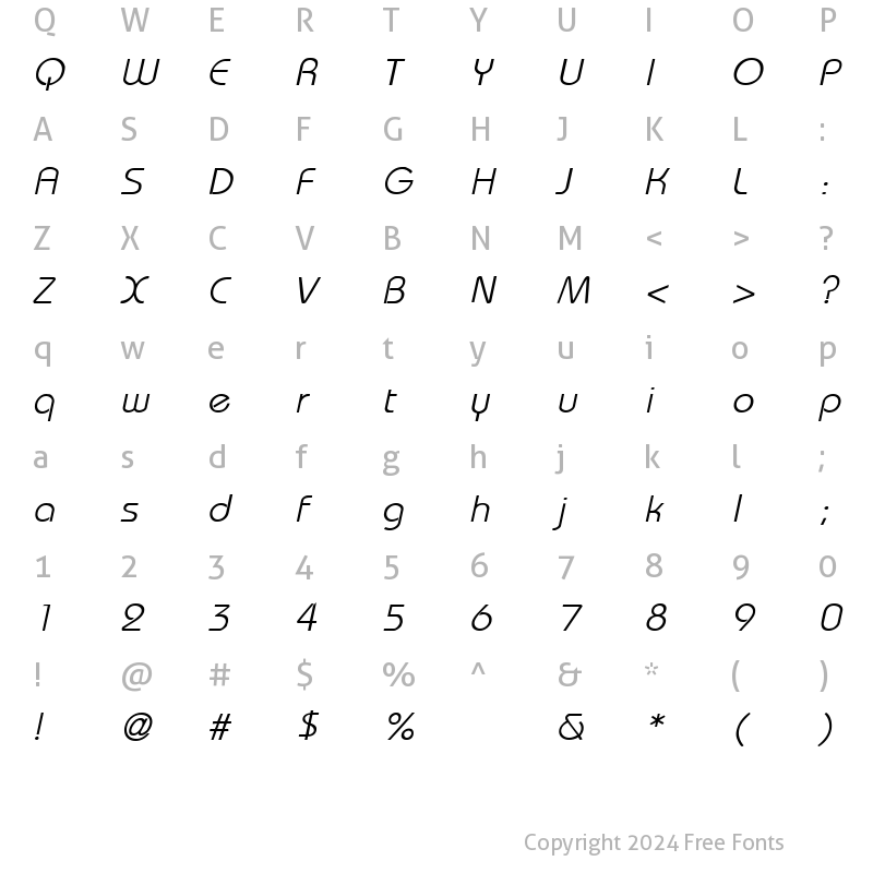 Character Map of WashingtonMetro BoldItalic